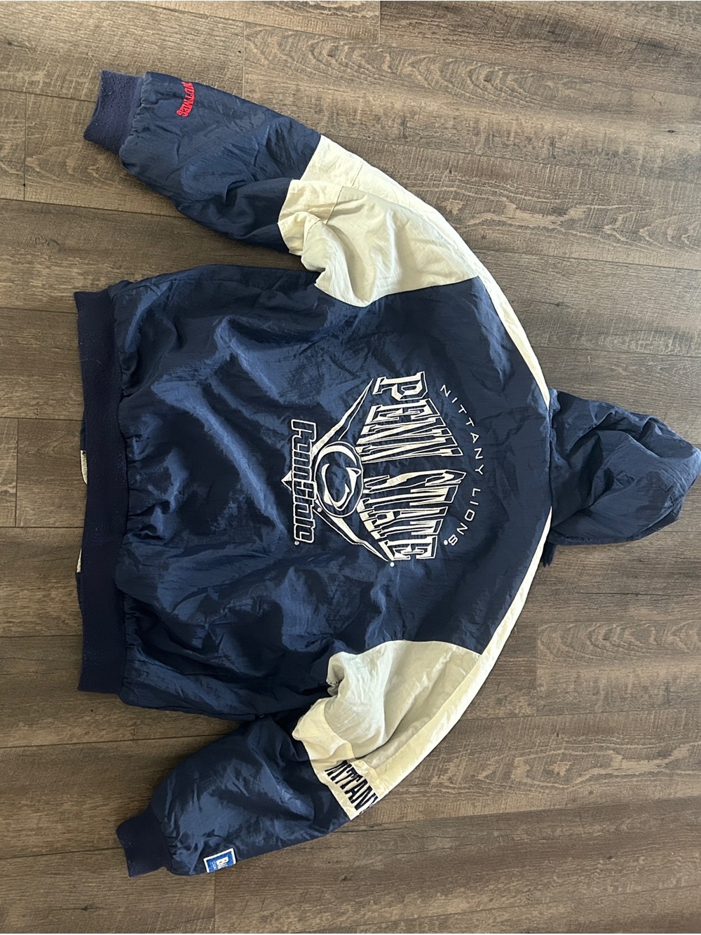 Penn State Mens Navy and White Varsity Bomber Jacket